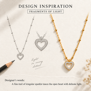 สร้อยคอหัวใจเปิด สแตนเลสสตีล ชุบทอง 14K แบบสุญญากาศ สายลูกปัดลายหินบด 38 + 5 ซม. น้ำหนัก 4.3 กรัม - Product Image 4