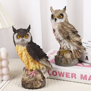 BCA17 야외 수지 올빼미 동상 3D 동물 입상 조각 홈 장식 선물 야외 사용을위한 예술 패턴 조류 방충제 - Product Image 5
