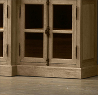 Meuble TV long en bois massif Rhoohill, style américain, chêne rustique, console multimédia de luxe pour salon