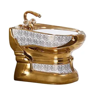 J-972 Vieany Brand Gold Bidet Luxury European Style female washing women cleaning ceramic floor mounted bidet Sanitary ware
