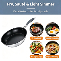 Batterie de cuisine haut de gamme en acier inoxydable, poêles antiadhésives à fond épais, compatibles induction et gaz, allant au four et au lave-vaisselle, pour la cuisine domestique