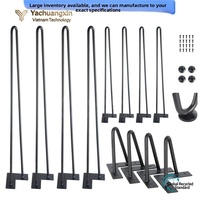 Set Kaki Meja Bulat dari Baja Anti Karat Lapis Seng Hitam, 4 Buah, Termasuk Sekrup dan Tutup, Dalam Kotak, untuk Meja dan Kursi