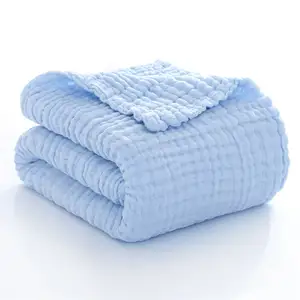 Custom logo Muslin 100% Cotton Unisex Newborn Baby Blankets Knitted Baby Swaddle Set