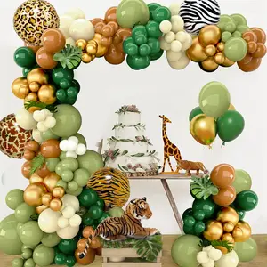 惠兰丛林动物乳胶气球套装派对气球花环气球拱门套装丛林主题生日快乐派对装饰