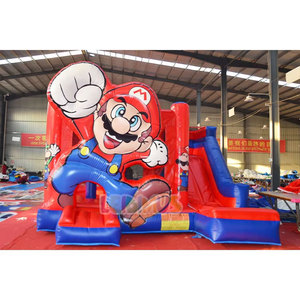 Château <span class=keywords><strong>Gonflable</strong></span> Commercial <span class=keywords><strong>Mario</strong></span> pour Enfants avec Toboggan, Combiné Maison de Rebond Bande Dessinée, avec Souffleur d'Air - Product Image 1