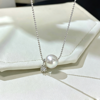Collar Minimalista de Perlas Cultivadas de Agua Dulce, Cadena de Plata con Perlas Móviles, Talla Universal, Joyería para Niñas, Venta al Por Mayor
