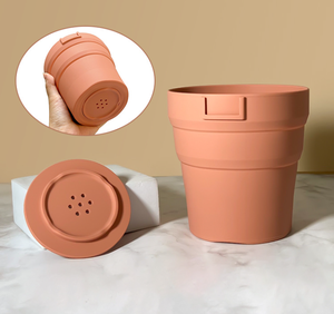 Round Foldable Silicone Plant Holder, Rubber Soft Planter Cactus Flower <b>Succulent</b> <b>Pot</b> With Drainage Holes, Home Garden Decor - Product Image 4