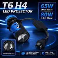 Ampoule de phare LED SFIDA T6 H4, ampoule de phare LED super lumineuse, 80W 8000LM, plug and play, lentille de projecteur laser, IP67