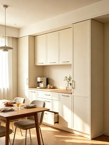 ตู้ครัวทันสมัยสีเบจ ตู้เก็บของไม้ ชุดตู้เก็บของในห้องรับประทานอาหาร - Product Image 3