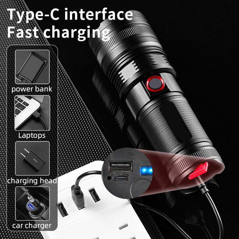 2400 lumens rechargeable 18650 led flashlight charger with 4 Hohm Life Batteries -Charger Fits: 18650, 20700, 21700, 26650 FEE35RGRAF E35R Rechargeable LED Flashlight Fenix E35R Rechargeable Flashlight