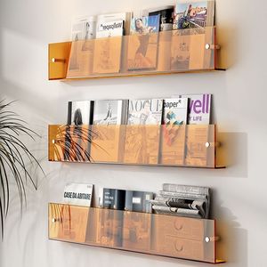 Étagère murale en acrylique transparente, étagères flottantes pour magazines, porte-<span class=keywords><strong>CD</strong></span>, organisateur gain de place, étagère murale de rangement - Product Image 3