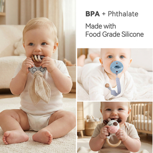 Juguete Sensorial <span class=keywords><strong>Mordedor</strong></span> de Madera Personalizado, Libre de BPA, para Autismo, Sonajero de Silicona con Forma de Animal, Juguetes de Dentición para Bebés, Set de Regalo - Product Image 5