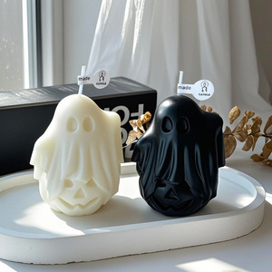 Bougie artisanale en cire de soja parfumée fantôme d'Halloween, décoration d'intérieur, cadeau citrouille, souvenir - Product Image 4