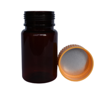 Bouteille en plastique PET ambre foncé de 70ml avec bouchons en aluminium pour préparation orale solide Pilule, tablette, capsule Original Usine pas cher