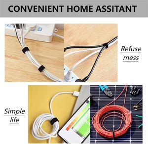 Herbruikbare nylon & PP verstelbare koordriemen voor kabelmanagement & draadbundeling, voor thuis/kantoor, met klittenband. - Product Image 4