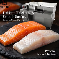 La machine à fileter les poissons à découpe inclinée à décharge inférieure est utilisée dans les usines pour couper les fruits de mer, le bœuf, le mouton et le porc