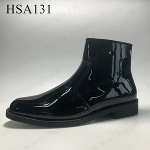 LLJ, çelik shank insert rahat üniforma memuru ayakkabı parlayan patent deri resmi erkek yarım çizmeler HSA131