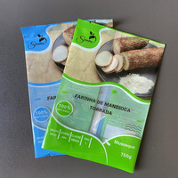 Sacs d'emballage en papier kraft transparent avec fenêtre, couleur personnalisée, 750 g, farine de manioc/tapioca, poudre d'épices, fermeture centrale