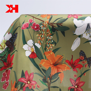 Kahn vendita calda morbida liscia fiore 85gsm chiffon del poliestere di stampa su tessuto di seta 100% di <span class=keywords><strong>raso</strong></span> puro - Product Image 3