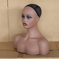 Tête de mannequin en PVC pour perruques, demi-corps réaliste à double épaule pour maquillage et présentation, accessoires de vitrine, mannequin de photographie, hauteur 41 cm avec support