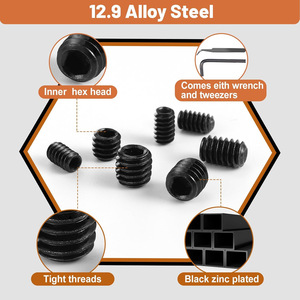 Cross Border 500pcs Black High Strength Recessed Hex Socket Head Screw Set Inch Standard Thread Grade A Level 12.9 Box - Product Image 3