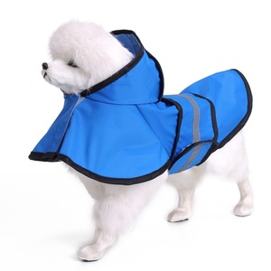 Impermeable para mascotas para perros pequeños, medianos y grandes, azul reflectante, con capucha y cubre cola, material de poliéster - Product Image 1