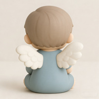Figurine de chérubin artisanale avec cœur doré |   Décoration d'intérieur sur le thème religieux et de l'amour, statue d'ange bleu personnalisée pour garçon