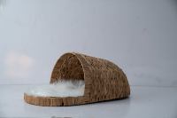 Maison pour animaux de compagnie en paille naturelle faite à la main, durable et confortable, pour amis à fourrure, maison pour chat en rotin