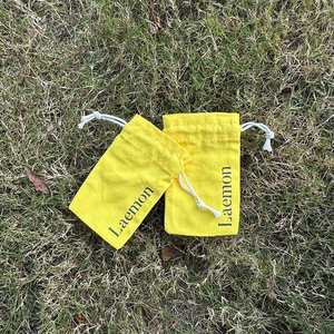 Factory Design Yellow Color Cotton Canvas Fabric <b>Pouch</b> Recycled Natural Cotton <b>Drawstring</b> Dust Bag - Product Image 3