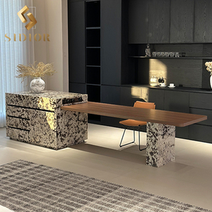 Muebles de Cocina Modernos e Inteligentes, <span class=keywords><strong>Isla</strong></span> de Cocina de Piedra Sinterizada de Mármol, Gabinetes de Cocina Modulares de Madera, <span class=keywords><strong>Isla</strong></span> de Cocina, Meuble De Cuisine - Product Image 1