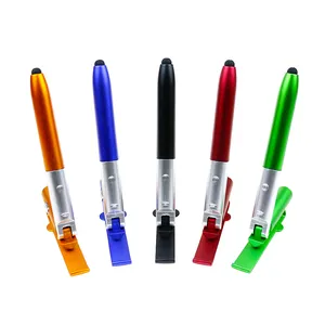 Becol Nieuw Ontwerp Balpen 4 In 1 Tech Tool Pen Custom Logo Plastic Opvouwbare Stylus Balpen Met Led Licht
