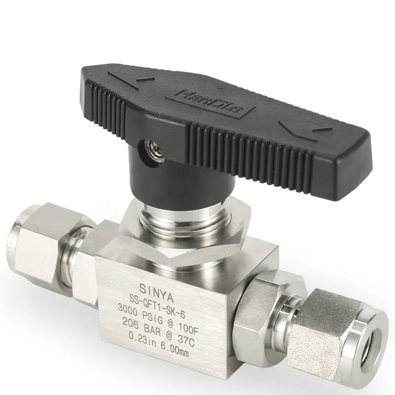 High Pressure Ss 316 6000 psi Nut on Both Sides 1/4" Straight Type Ball Valve 2 Way Compression Double Ferrule Ball Valve