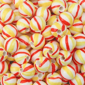 Perles en céramique colorées faites à la main pour bijoux à bricoler soi-même à pois motif rayé perles artisanales perles rondes pour la fabrication de bracelets et de colliers - Product Image 4