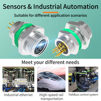 Conector Industrial DIN M8 Código B de 5 Pines, Sensor Circular, Conexión Frontal, Enchufe Hembra Eléctrico para Panel PCB, IP67 Impermeable, Latón