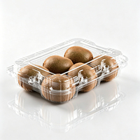 Contenant transparent en PET pour kiwi avec couvercle à charnière pour 6 kiwis entiers, barquette jetable pour fruits, qualité alimentaire, vente en gros, vente au détail, épicerie