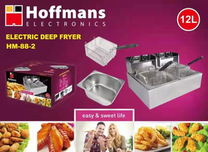 <span class=keywords><strong>Friteuse</strong></span> électrique double cuve Hoffmans HM-88-2 12L, double panier, pour frites et poulet, usage commercial, appareil de cuisine - Product Image 3