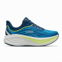 Chaussures de course respirantes en tricot pour hommes sur mesure, fabricant OEM avec logo latéral, semelle intermédiaire épaisse segmentée, chaussures de sport