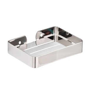 Support mural rectangulaire en acier inoxydable pour savon, poli, minimaliste, avec égouttoir intégré pour salle de bain - Product Image 1