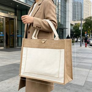 Natural Linen Drawstring Bag Eco Friendly <b>Jute</b> Canvas Tote Handmade Reusable Burlap <b>Sack</b> for Grocery Gift Packaging - Product Image 4
