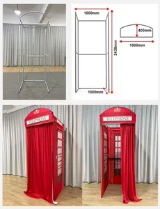 Toile de fond cabine téléphonique rouge pour mariage, livre d'or audio, style britannique, support de fond pour photomaton, cadre <span class=keywords><strong>portable</strong></span> en aluminium - Product Image 2