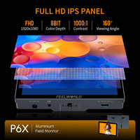 Monitor de Cámara FEELWORLD P6X de 5.5 Pulgadas, Construcción de Aleación de Aluminio, Brillo de 1000nit para Visibilidad en la Luz Solar, Logotipo Personalizado OEM