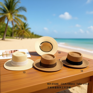 Cappello estivo unisex decorativo fatto a mano con visiera piatta, pieghevole in tre parti, taglie 10, 12, 13 - Product Image 2