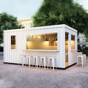 Mobile modified container bar factory directly sell 10ft container house manufacturer shop with steel structure frame