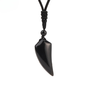 Collar de cuerda tejida con colgante de diente de lobo de cristal de <span class=keywords><strong>piedra</strong></span> natural de amatista, estilo retro minimalista, accesorios de joyería para hombre - Product Image 5