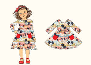 Robe t-shirt à manches longues pour filles printemps automne imprimés personnalisés vaches fraise balançoire robes décontractées avec poches 3-14 ans - Product Image 3