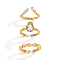 Bague en acier inoxydable plaqué or 18 carats PVD, étanche, avec zircon, sans ternissement, en forme de cœur, pierre transparente, bijoux personnalisés pour femmes, ERESI