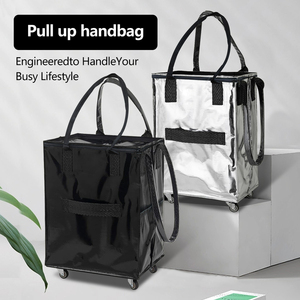 Reusable Grocery <strong>Bag</strong> Zipper <strong>Handled</strong> Custom Patterns Foldable Rolling Tote Shopping Trolley Shopping <strong>Bag</strong> with Wheels - Product Image 1