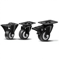 Roulettes de meubles légères de 1,5 po, roues en PVC avec frein, roulettes pivotantes silencieuses avec plaque de verrouillage pour chariot et armoire