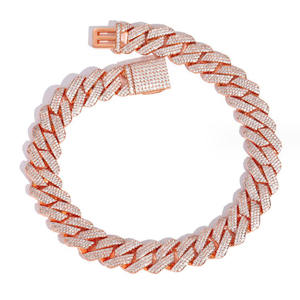 Ensemble de bijoux de luxe pour hommes, chaîne cubaine Miami <span class=keywords><strong>en</strong></span> or blanc de 16 pouces, 20 mm, hip-hop, sertie de diamants VVS, style glacé - Product Image 5