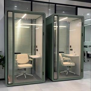 Modern Soundproof Office Pod With Glass Walls And <b>LED</b> <b>Lighting</b> For Office Use - Product Image 1